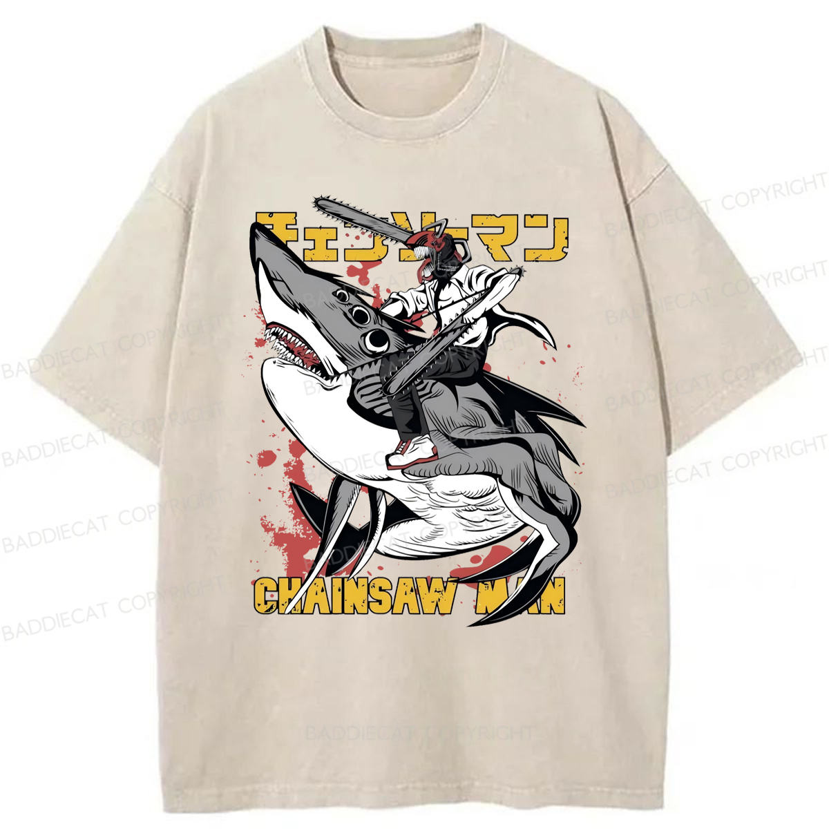 Baddiecat Denji Chainsaw Man Japanese Washed T-shirt
