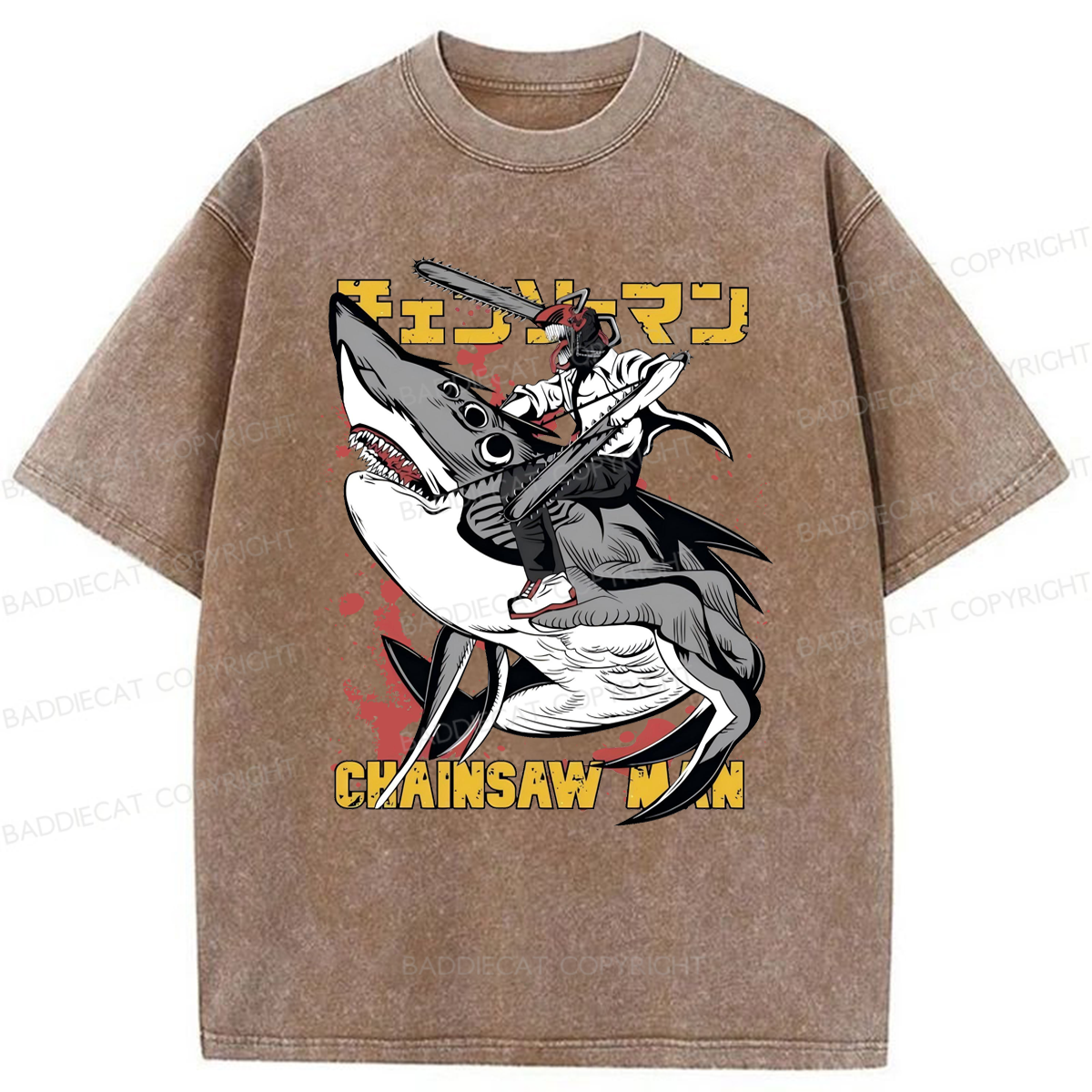 Baddiecat Denji Chainsaw Man Japanese Washed T-shirt