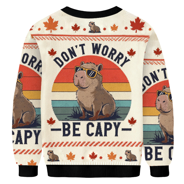 Baddiecat Don't Worry Be Capy Donut Ugly Sweatshirt