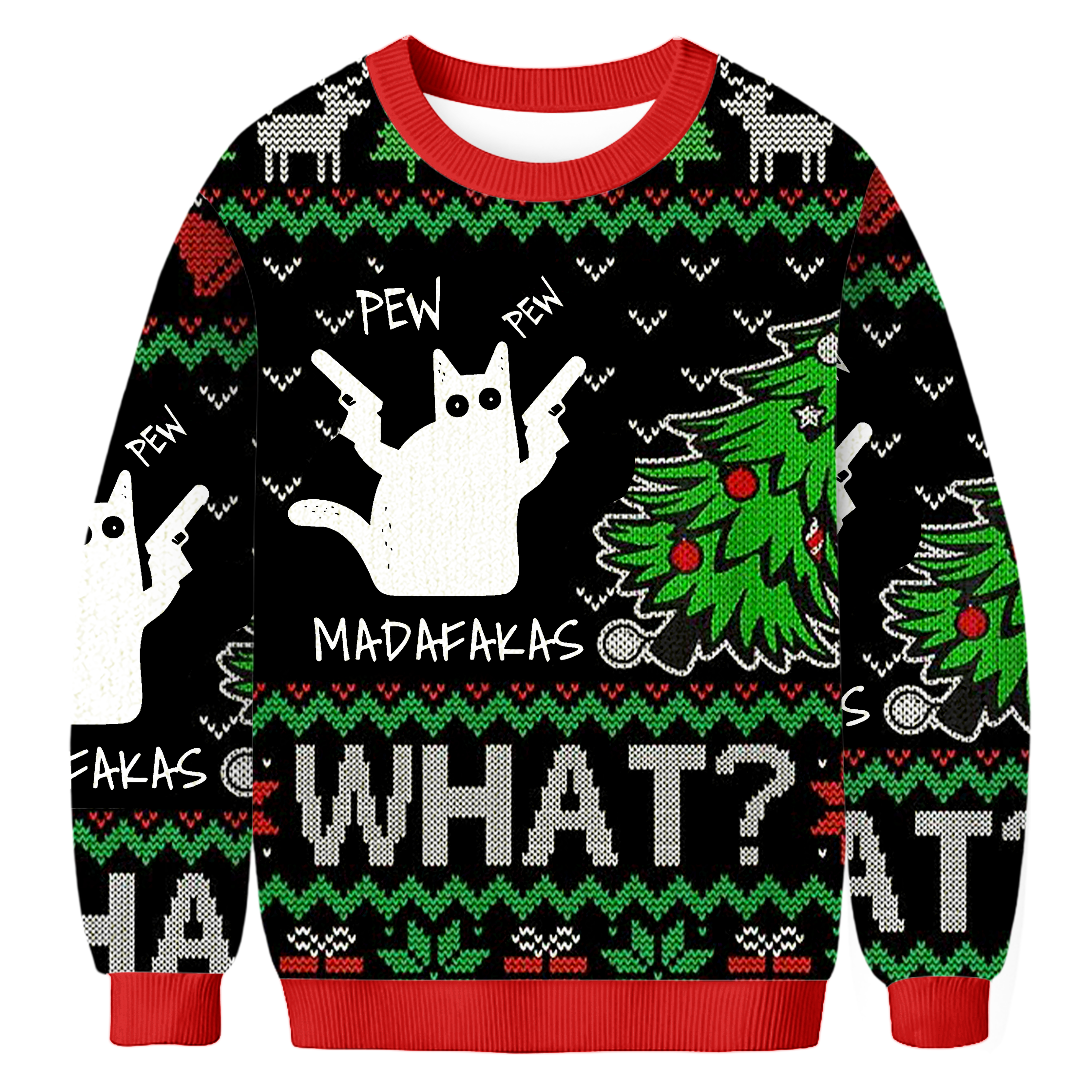 Baddiecat Cat Christmas Ugly Sweatshirt
