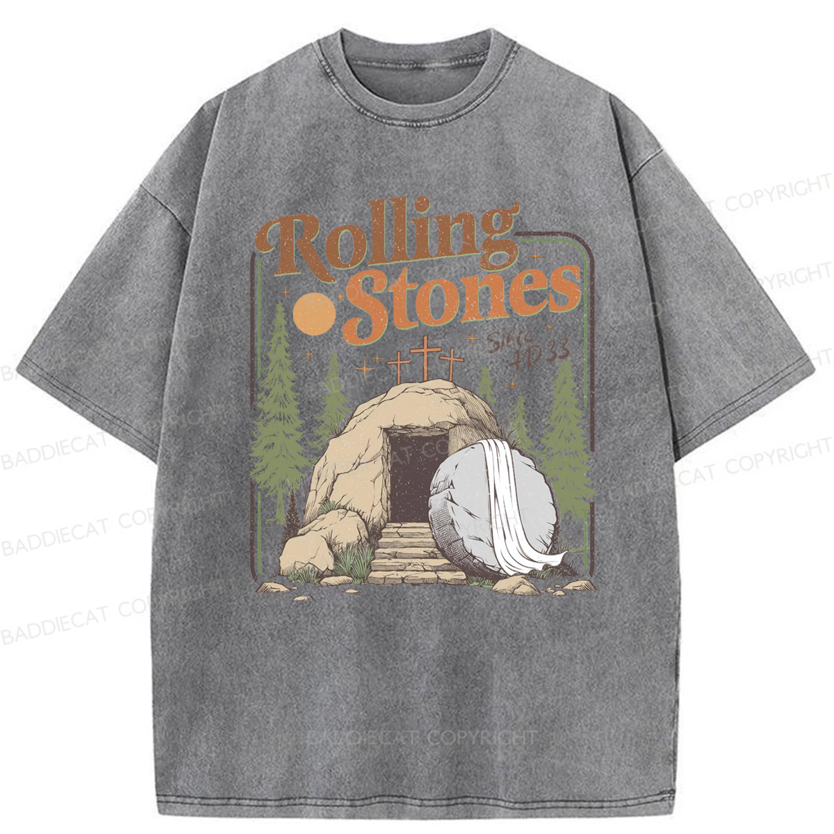 Baddiecat Rolling Christian Washed T-shirt