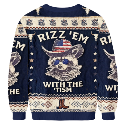 Baddiecat Raccoon Rizz Em With The Tism Ugly Sweatshirt