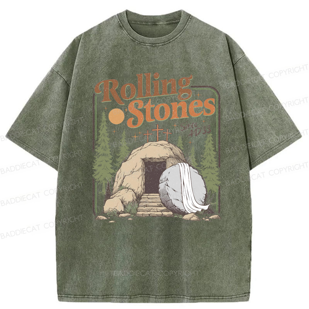 Baddiecat Rolling Christian Washed T-shirt