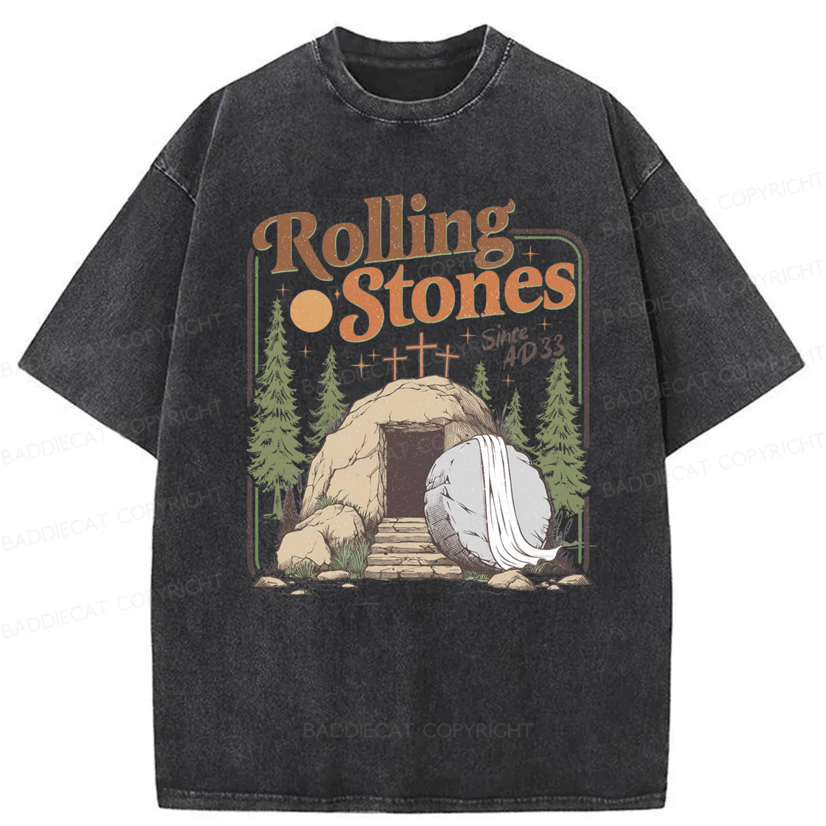 Baddiecat Rolling Christian Washed T-shirt