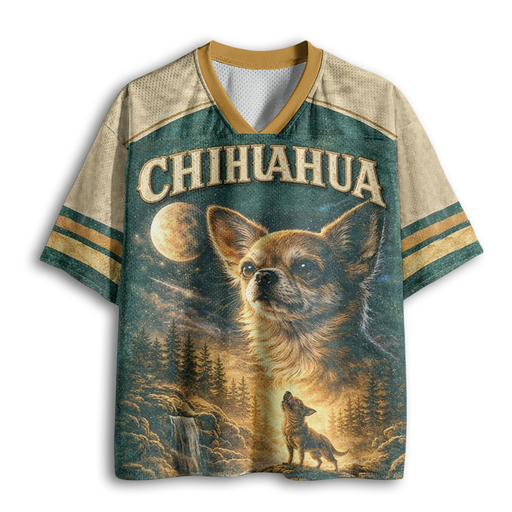 Baddiecat Funny Chihuahua Howling To The Moon Mesh Jersey