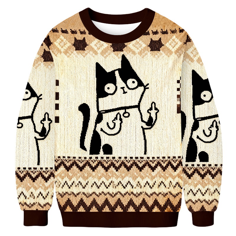 Baddiecat Funny Mid-Finger Cat Ugly Sweatshirt
