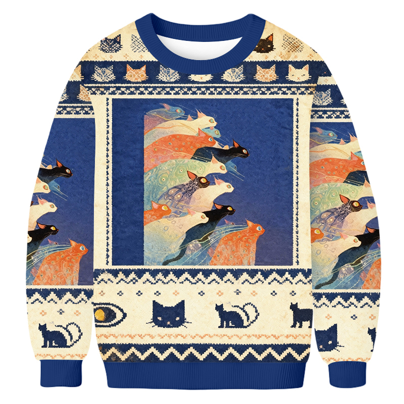 Baddiecat Japanese Colorful Cats Ugly Sweatshirt