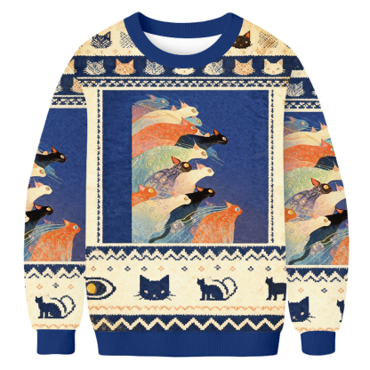 Baddiecat Japanese Colorful Cats Ugly Sweatshirt