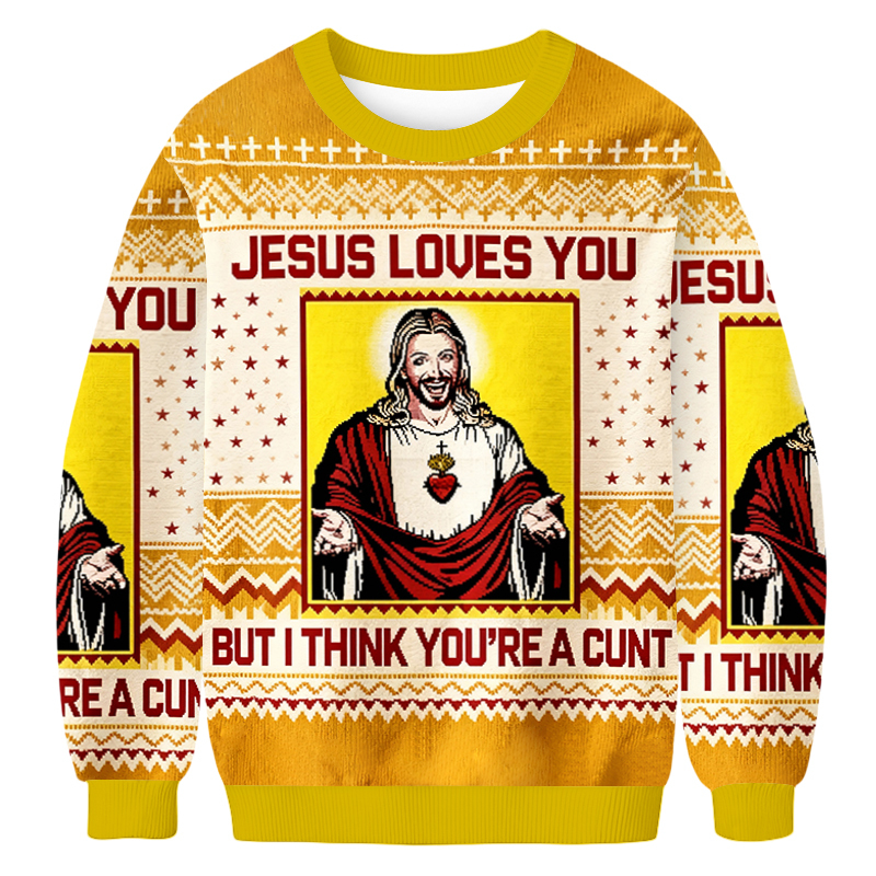 Baddiecat Jesus Loves You But I Think You're a Funny Offensive Ugly Sweatshirt