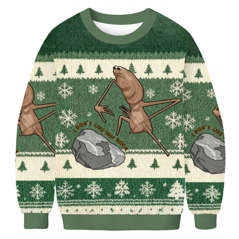 Baddiecat Marcus The Worm I Don't Like This Rock Christmas Ugly Sweatshirt