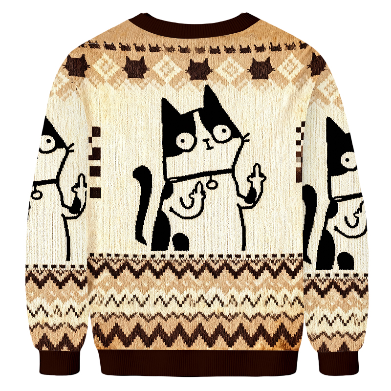 Baddiecat Funny Mid-Finger Cat Ugly Sweatshirt