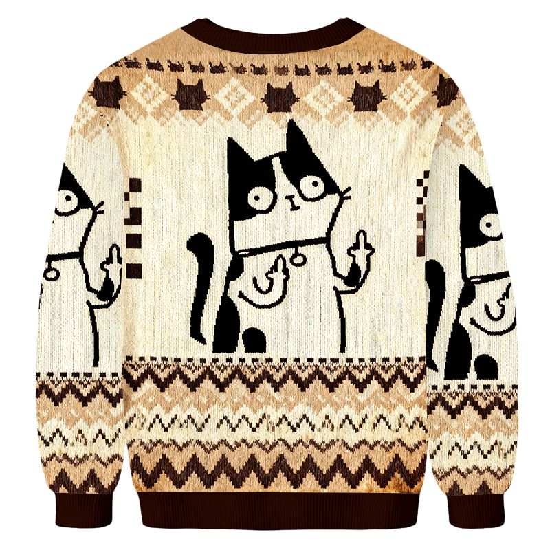 Baddiecat Funny Mid-Finger Cat Ugly Sweatshirt