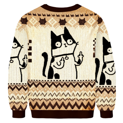 Baddiecat Funny Mid-Finger Cat Ugly Sweatshirt