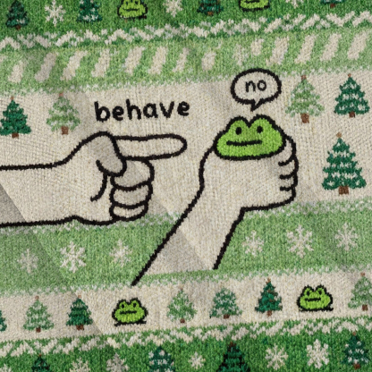Baddiecat Behave Dishonest Frog Christmas Ugly Sweatshirt