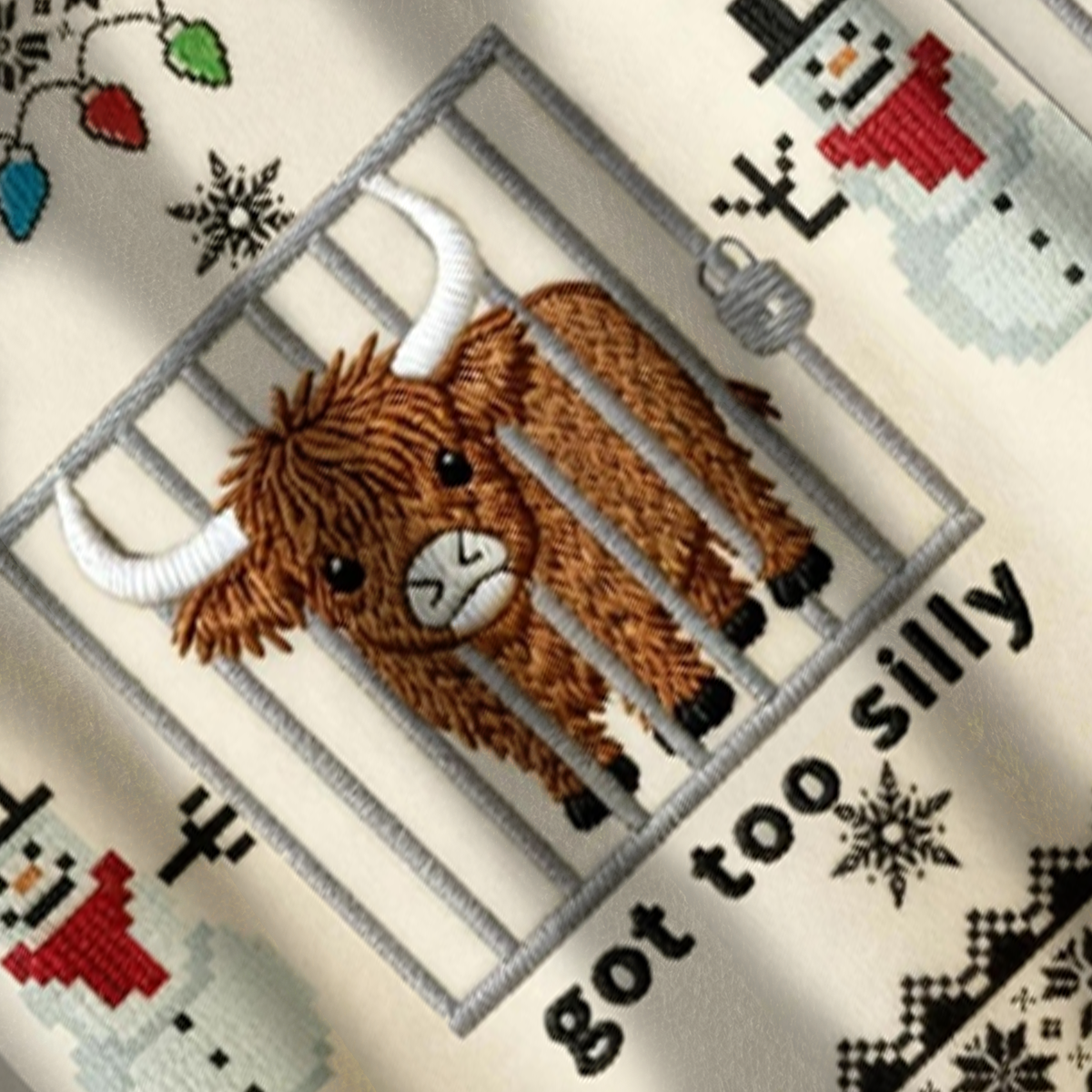 Baddiecat Got Too Silly Cow Christmas Ugly Sweatshirt