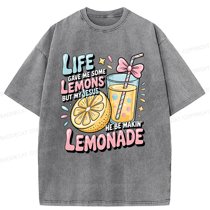 Baddiecat Jesus Lemonade Washed T-shirt