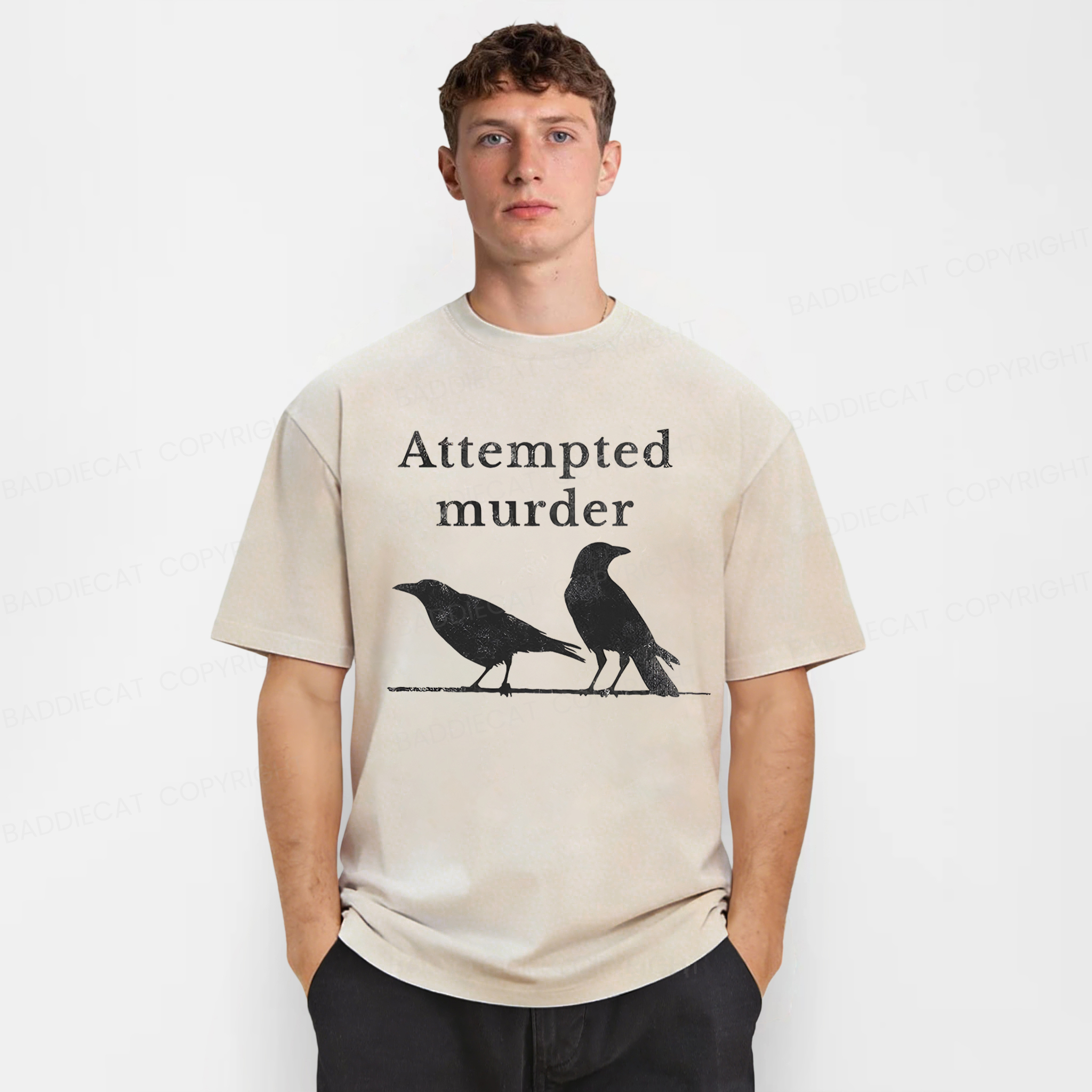 Baddiecat Crow Raven Attempted Murder Washed T-shirt