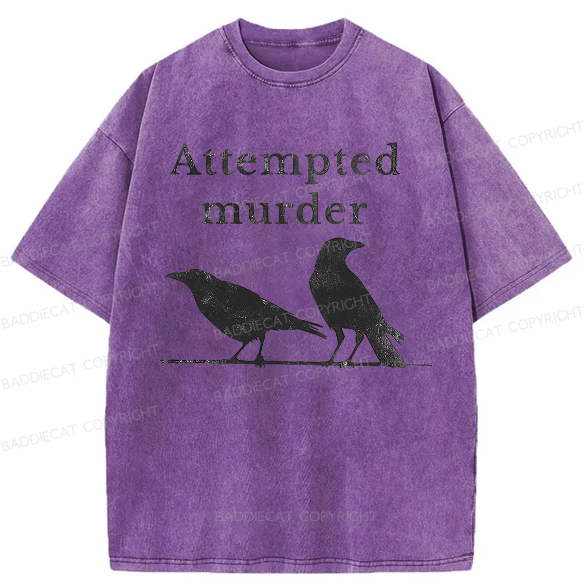 Baddiecat Crow Raven Attempted Murder Washed T-shirt