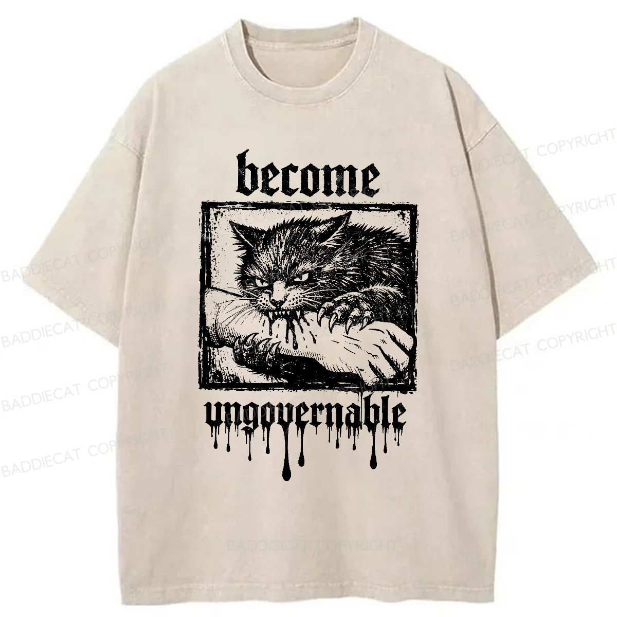 Baddiecat Become Ungovernable Washed T-shirt