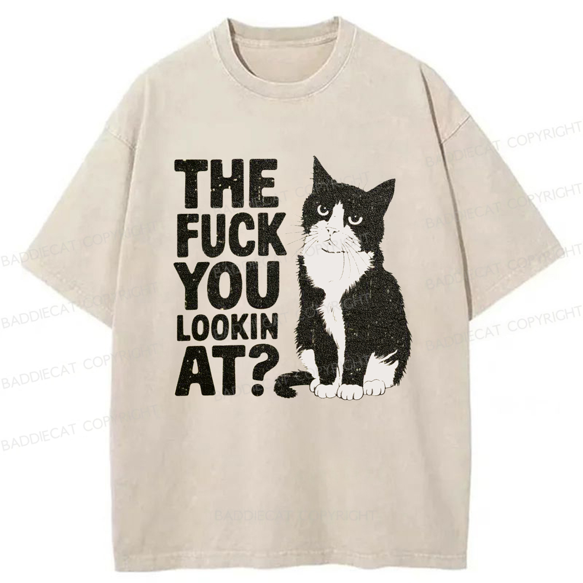 Baddiecat The Fuck You Lookin At Washed T-shirt