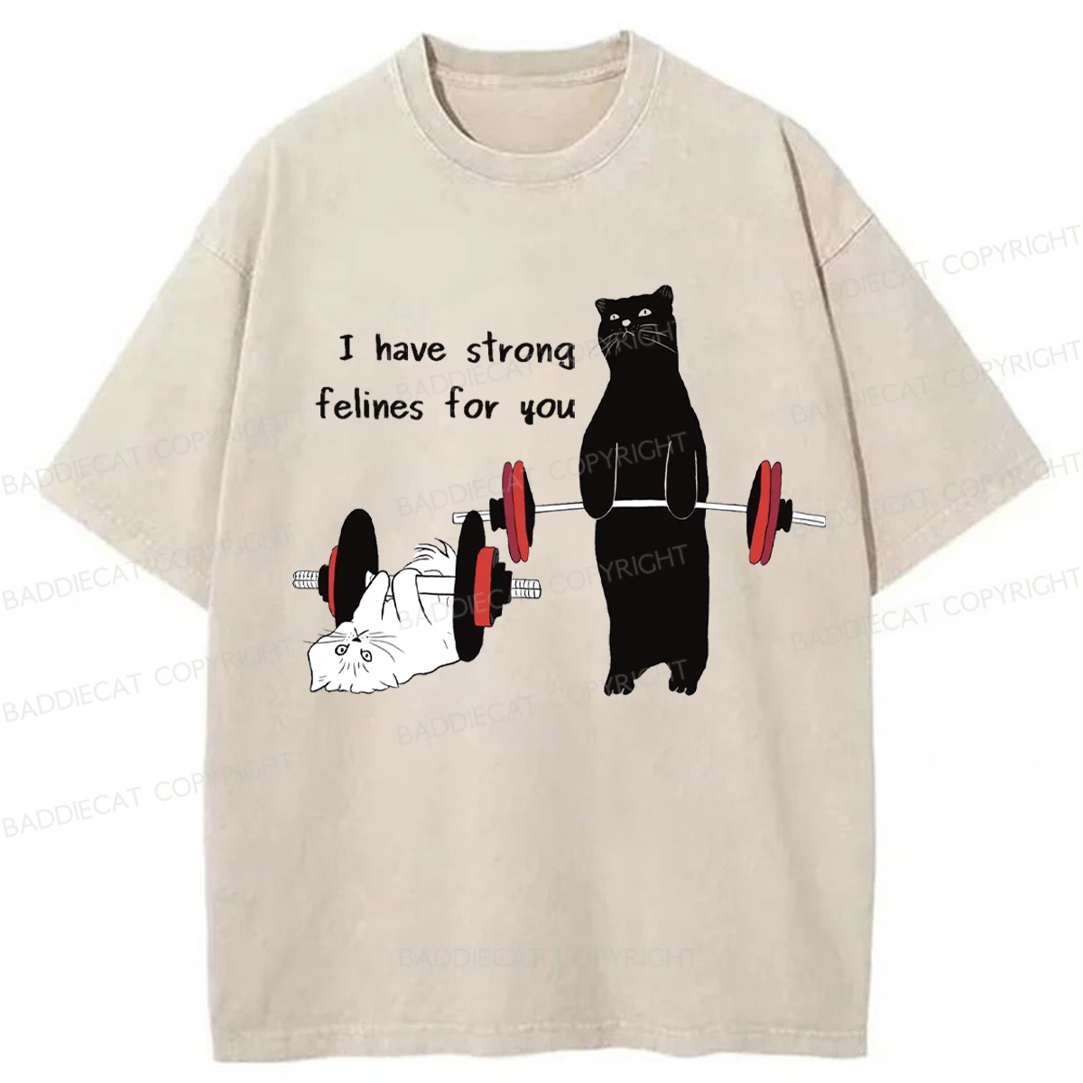 Baddiecat Powerful Cat Washed T-shirt