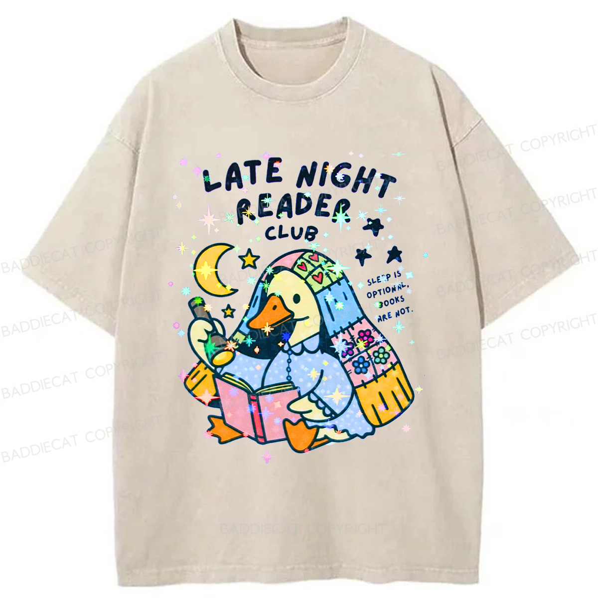 Baddiecat Late Night Reader Club Washed T-shirt