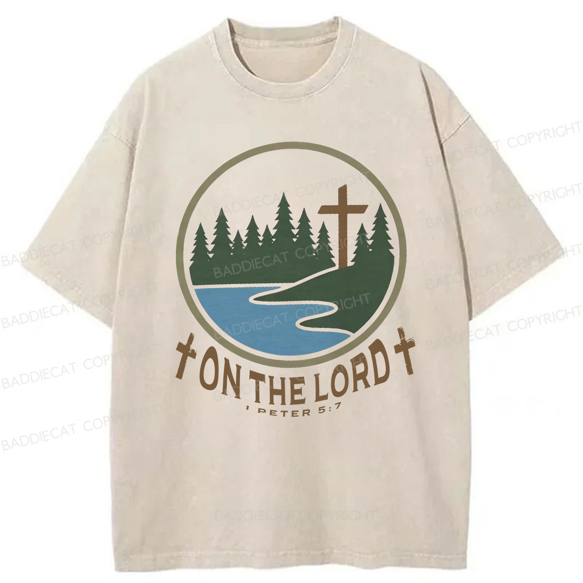 Baddiecat Christian Camping On The Lord Washed T-shirt