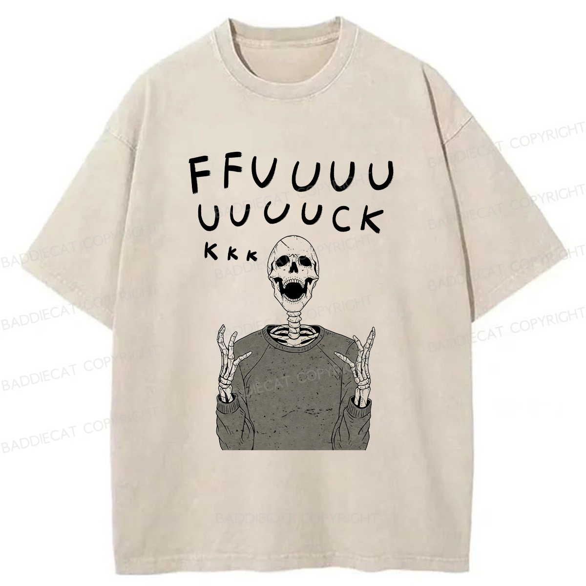 Baddiecat Complaining Skull Washed T-shirt