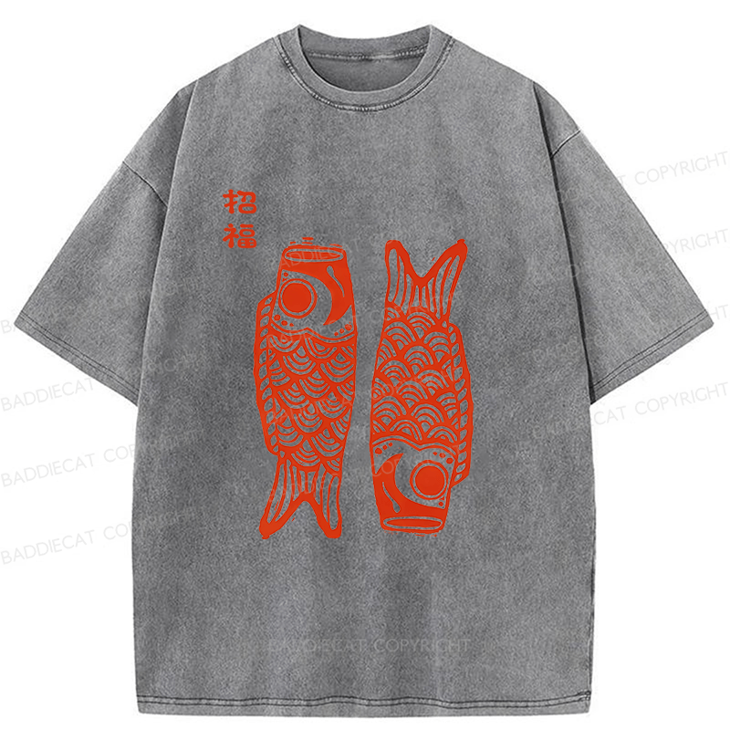 Baddiecat Japanese Carp Washed T-shirt
