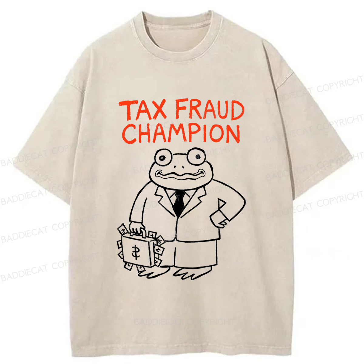 Baddiecat Tax Fraud Frog Washed T-shirt