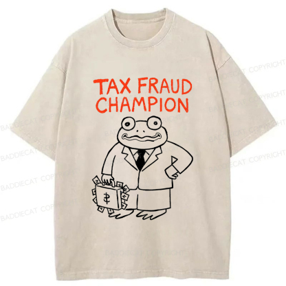 Baddiecat Tax Fraud Frog Washed T-shirt