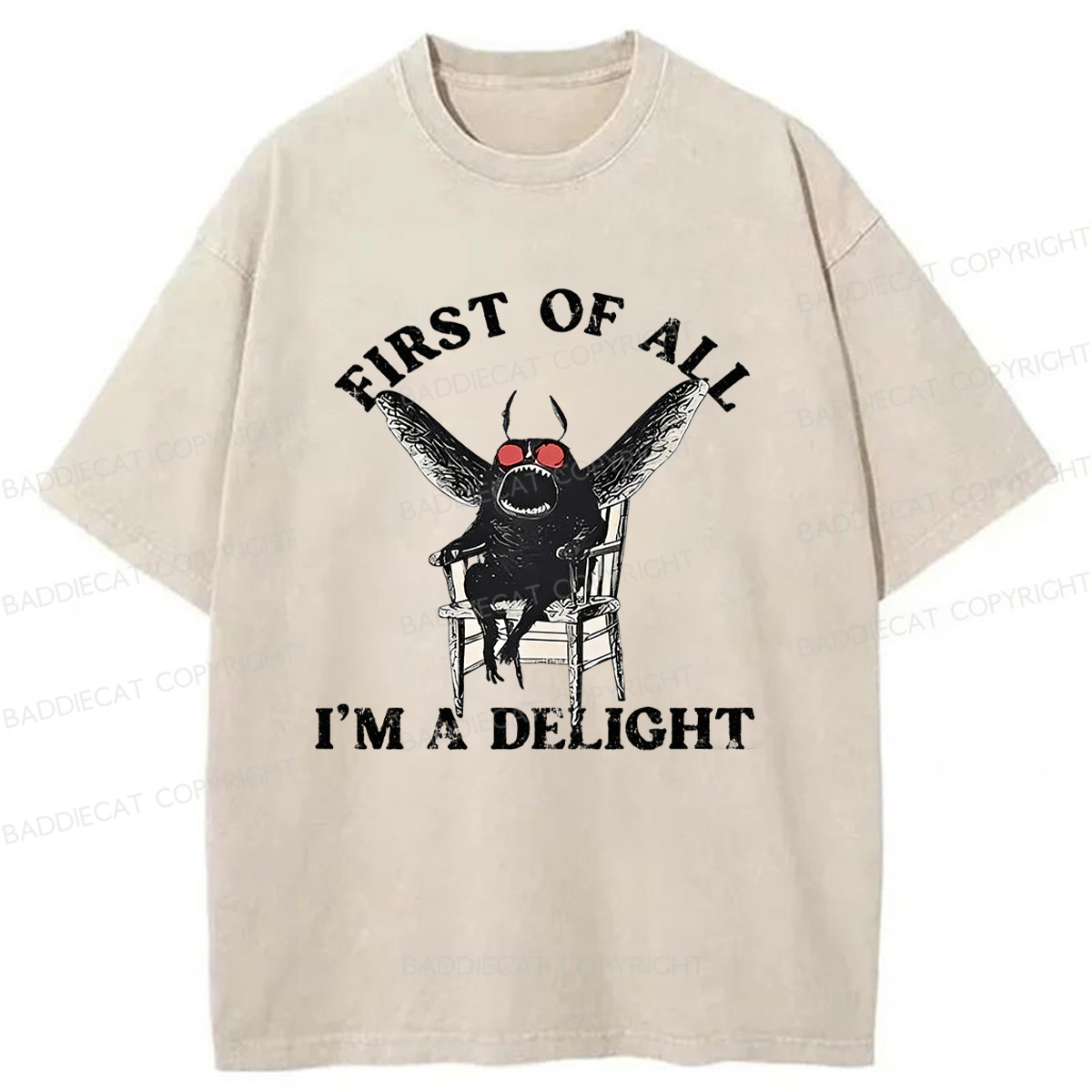 Baddiecat Pleasing Mothman Washed T-shirt