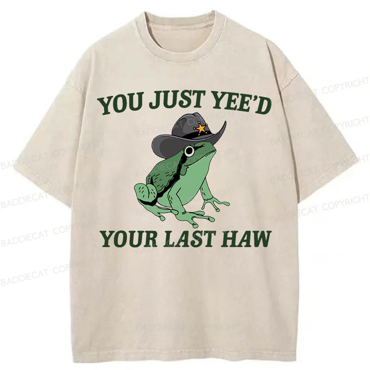 Baddiecat Cowboy Frog Washed T-shirt