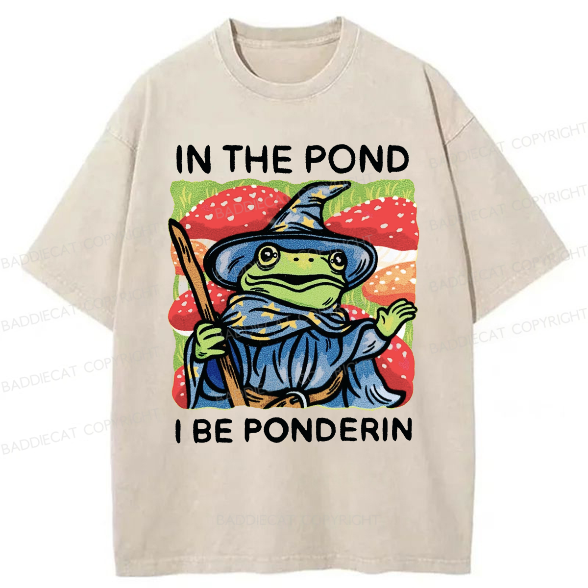 Baddiecat In The Pond I Be Ponderin Washed T-shirt