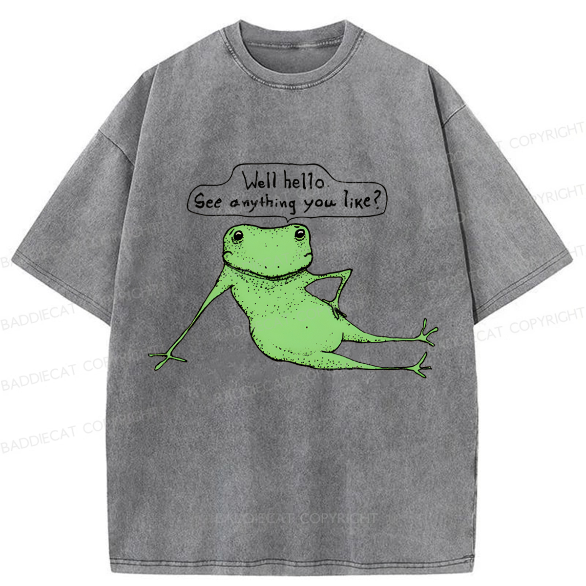 Baddiecat Flirtatious Frog Washed T-shirt