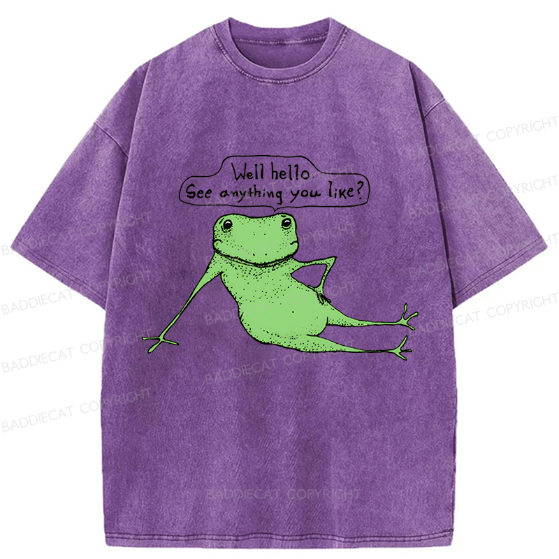 Baddiecat Flirtatious Frog Washed T-shirt