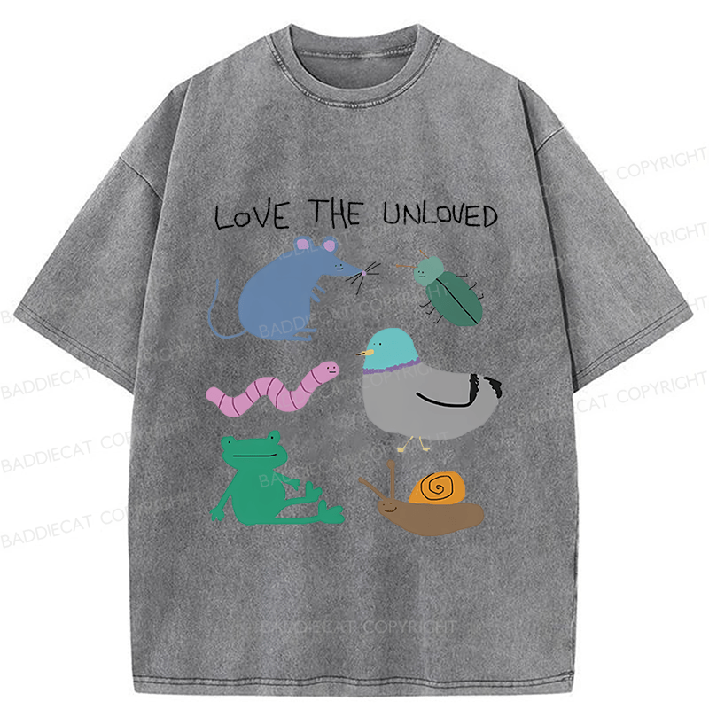 Baddiecat Love The Unloved Funny Animal Washed T-shirt