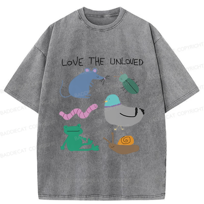 Baddiecat Love The Unloved Funny Animal Washed T-shirt