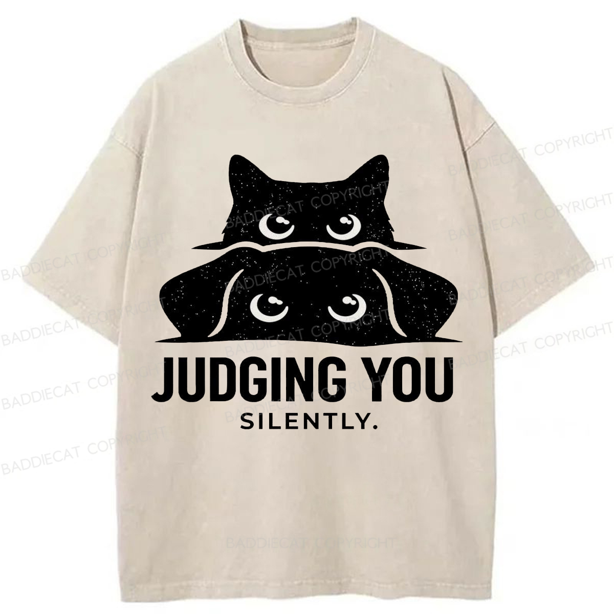 Baddiecat Judging You Silently Washed T-shirt