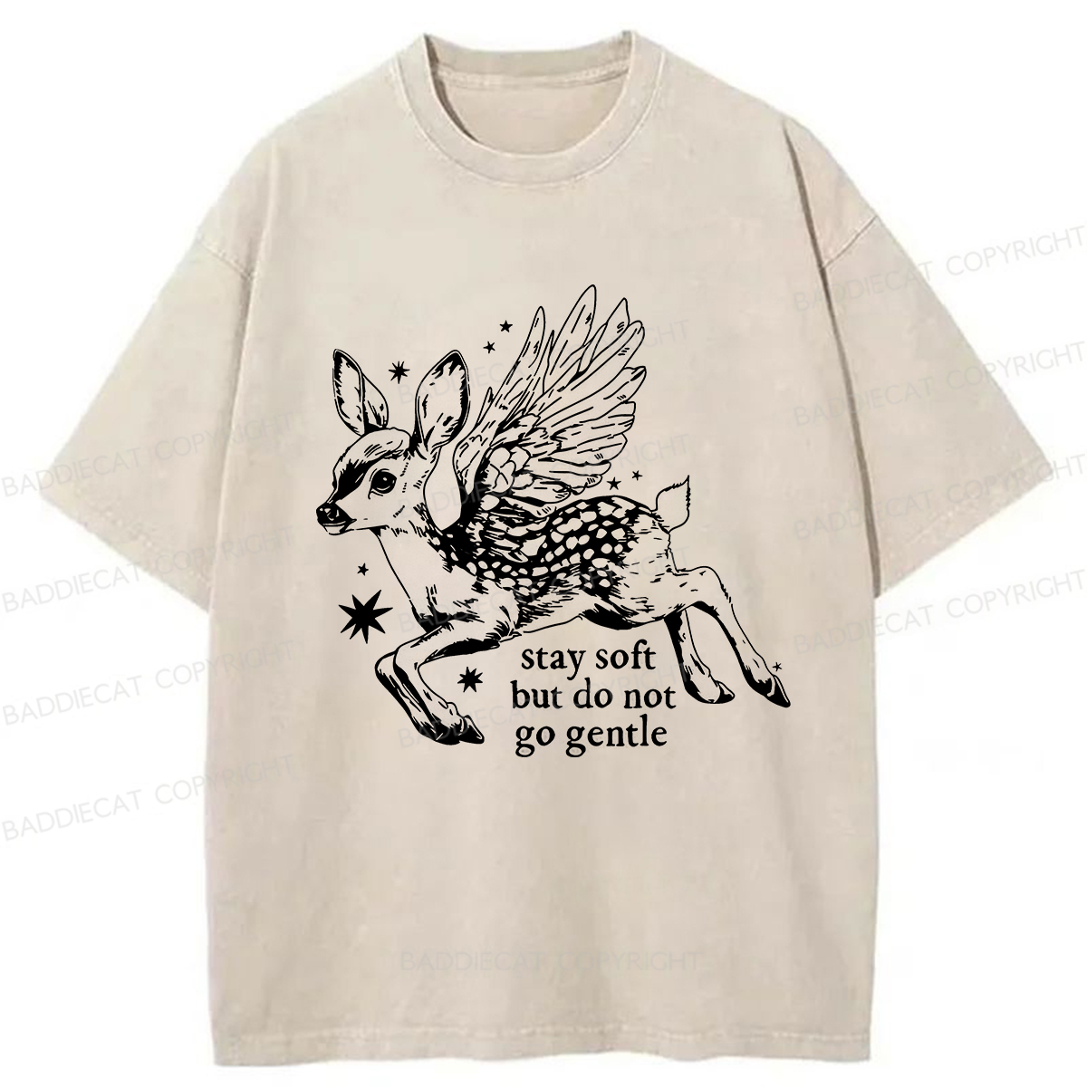 Baddiecat Resisting The Fawn Washed T-shirt