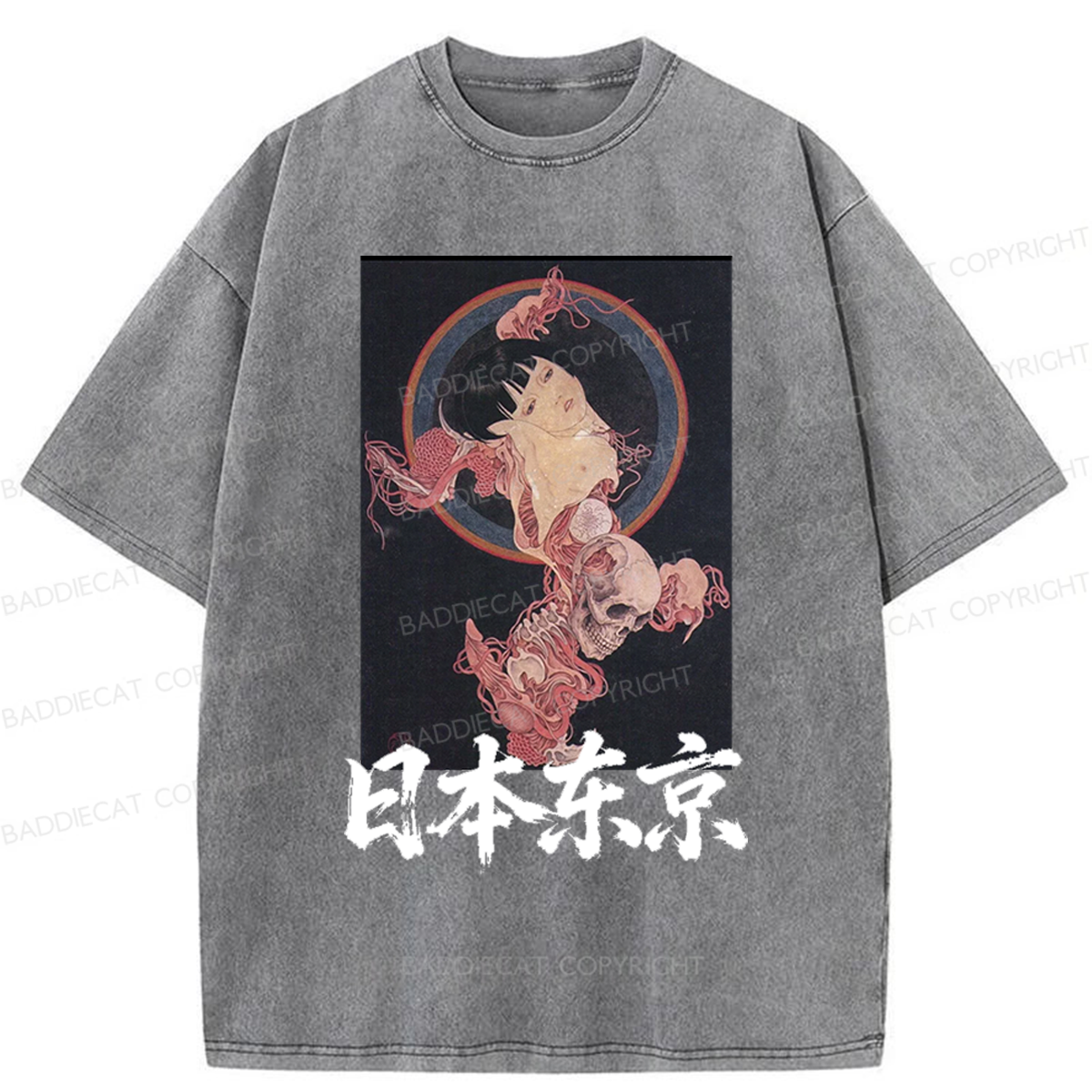 Baddiecat Japanese-style Tokyo Washed T-shirt