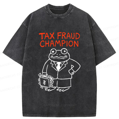 Baddiecat Tax Fraud Frog Washed T-shirt