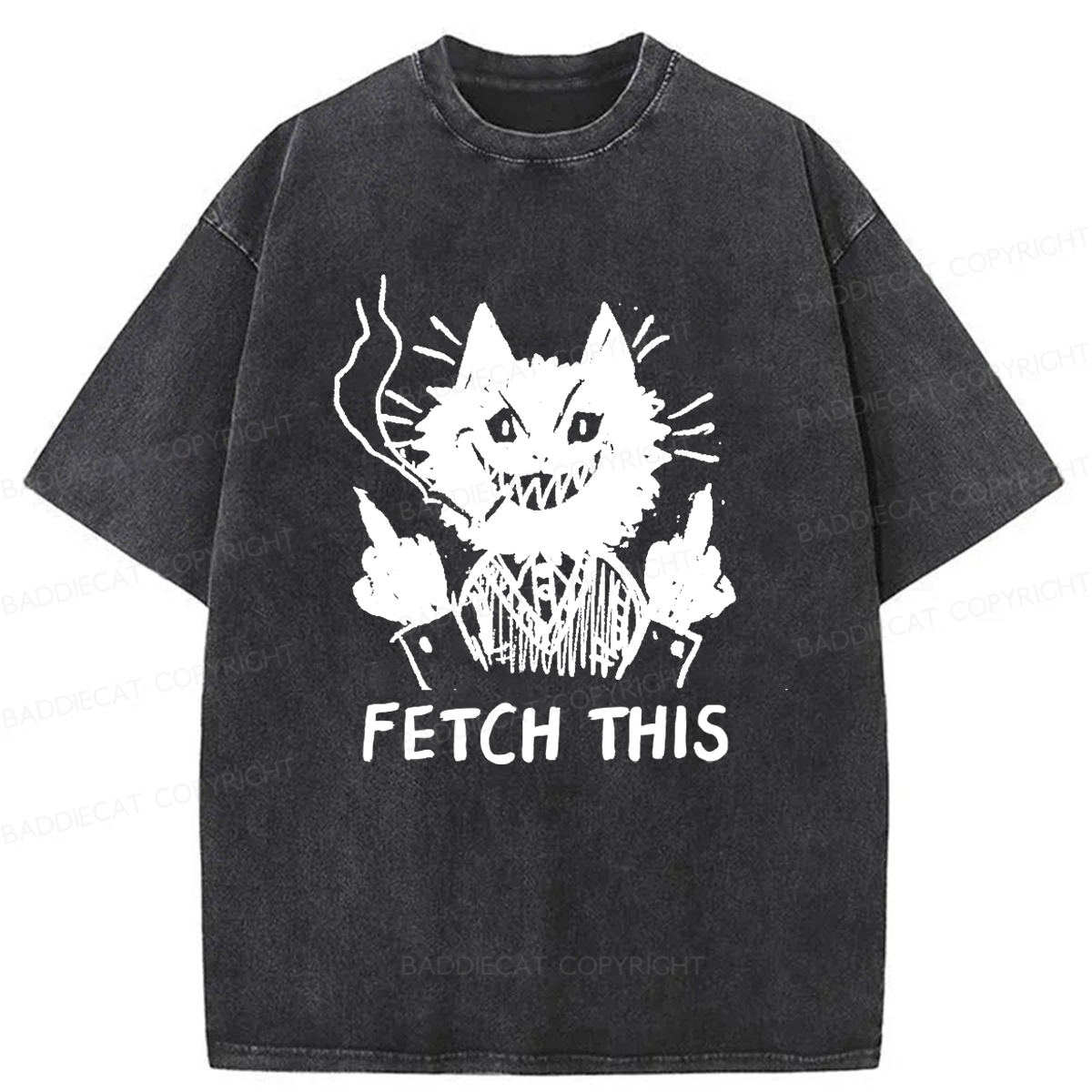Baddiecat Fetch This Cat Washed T-Shirt