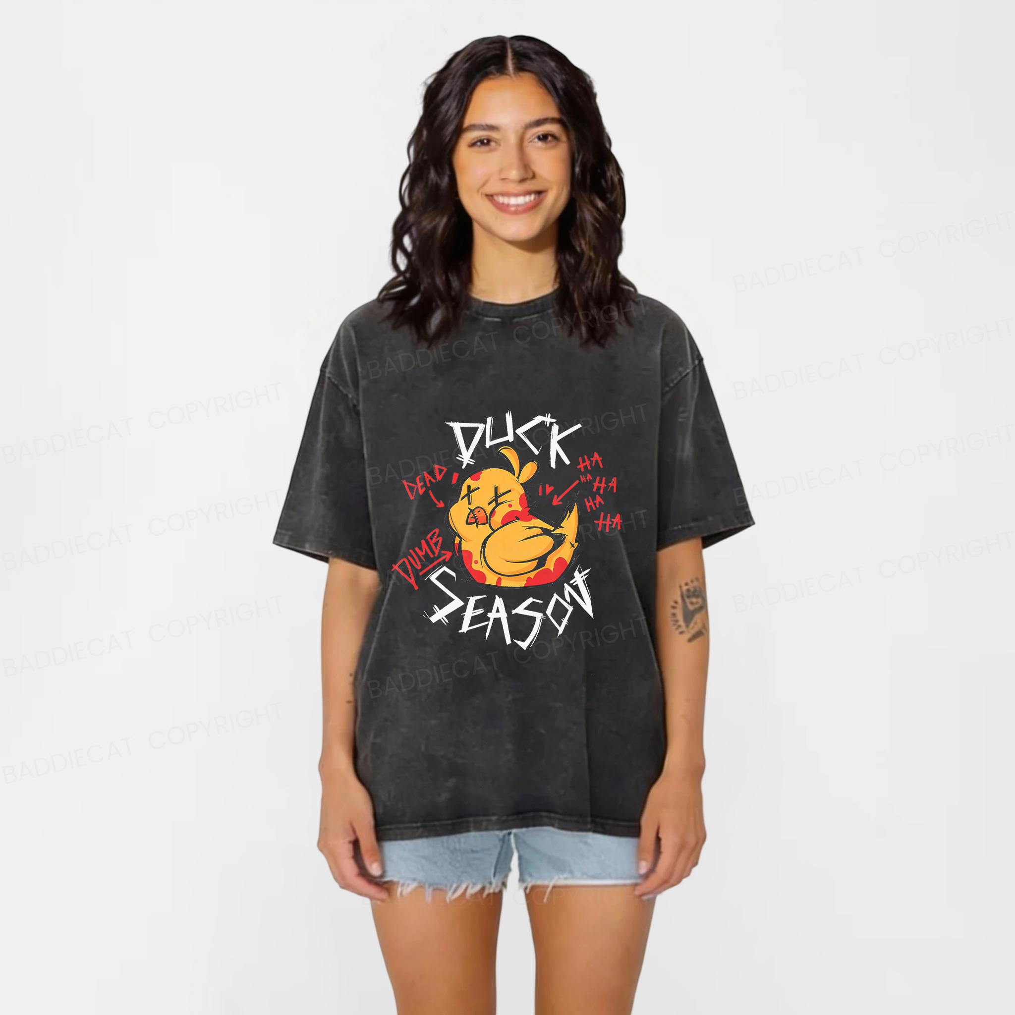Baddiecat Duck Season Washed T-shirt