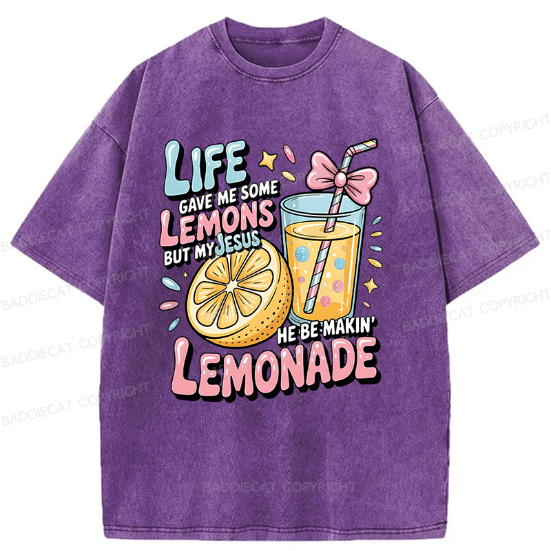 Baddiecat Jesus Lemonade Washed T-shirt