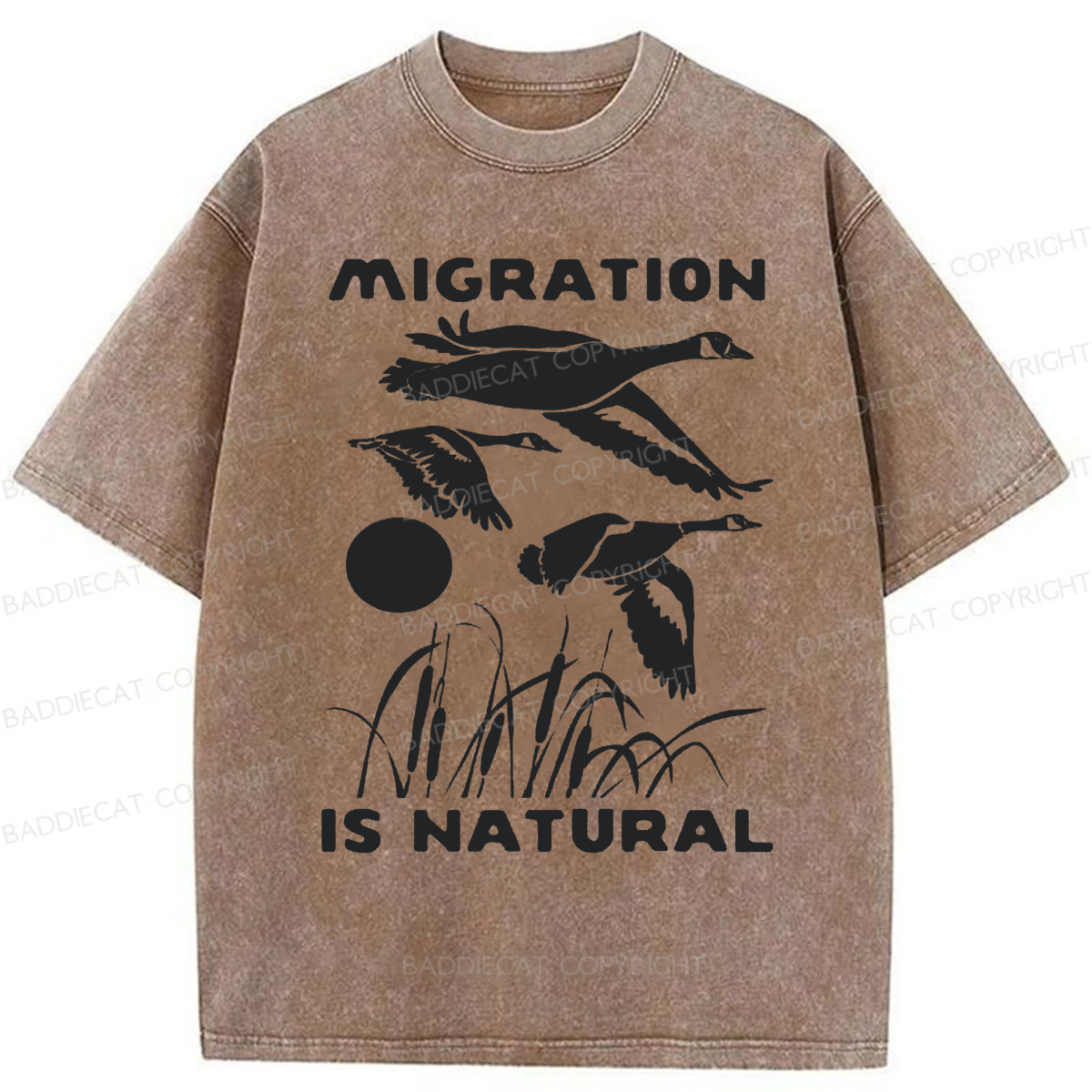 Baddiecat Migration Is Natural Washed T-shirt