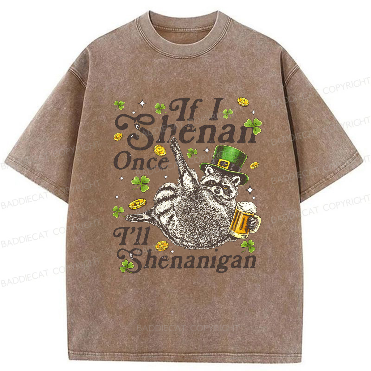Baddiecat If I Shenan Once I'll Shenanigan Washed T-shirt