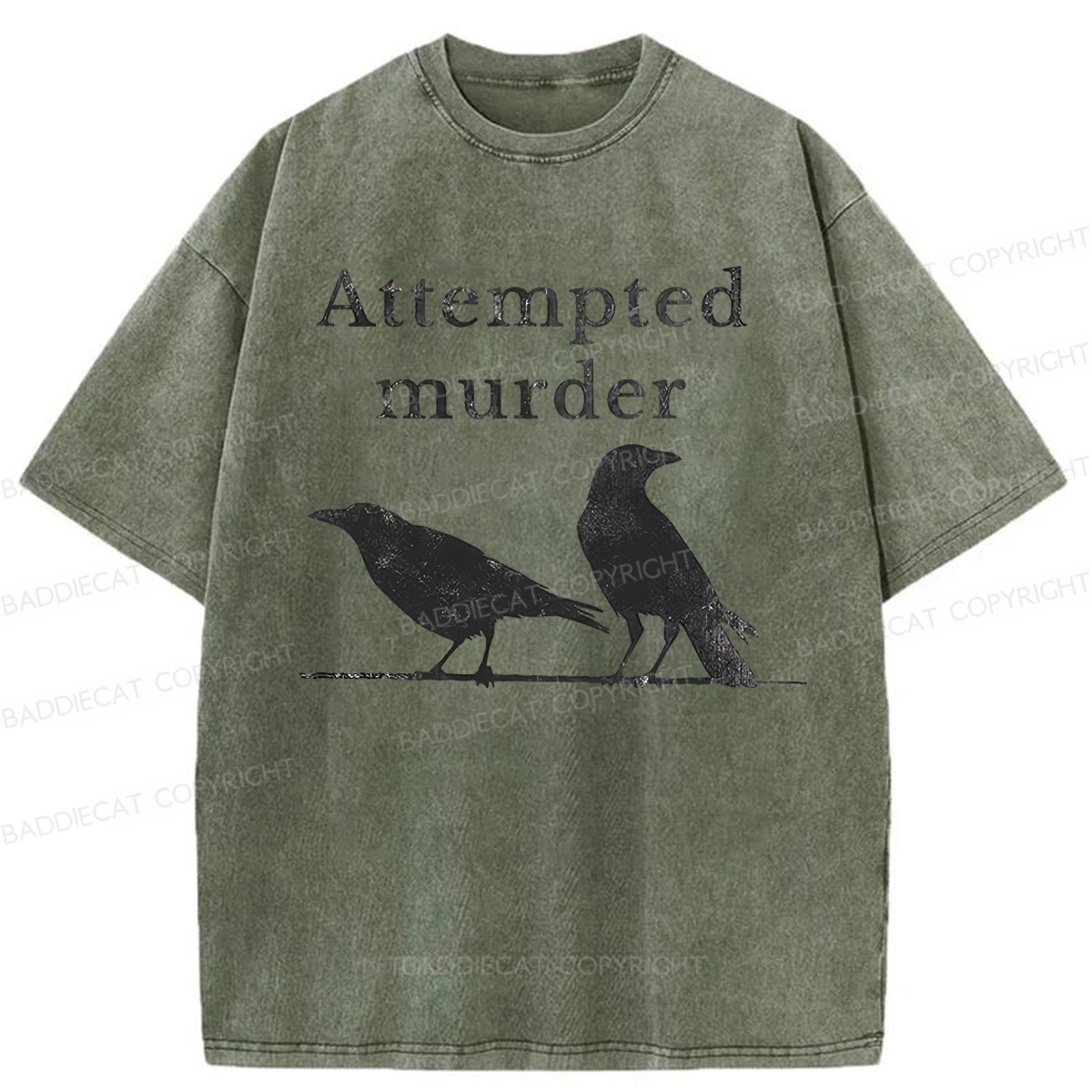 Baddiecat Crow Raven Attempted Murder Washed T-shirt