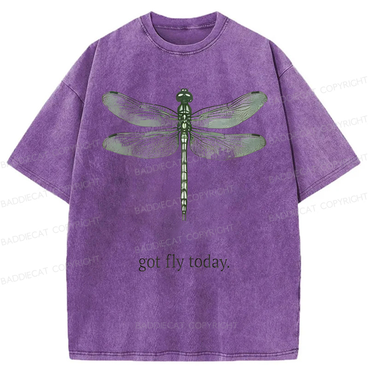 Baddiecat Got Fly Today Washed T-shirt