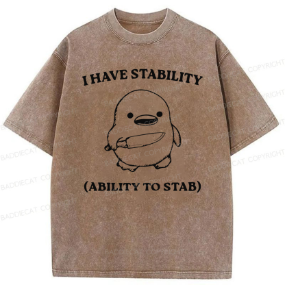 Baddiecat I Have Stability (Ability To Stab) Washed T-shirt